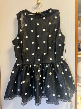 English Factory Black and White Polka Dot Sleeveless Peplum Top